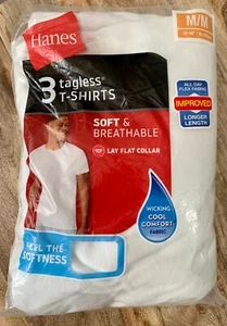 HANES Paquete de 3 Camisetas Cuello Redondo Sin Etiquetas Talla M - Blancas PAQUETE NUEVO/ABIERTO - Imagen 1 de 2