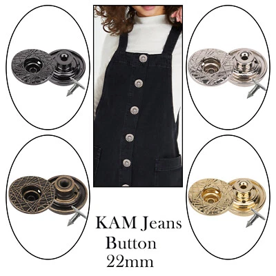 10-100pcs KAM Snap Jeans Buttons 22mm Hammer on Handbags Jackets Coats Dresses - Image 1 of 4
