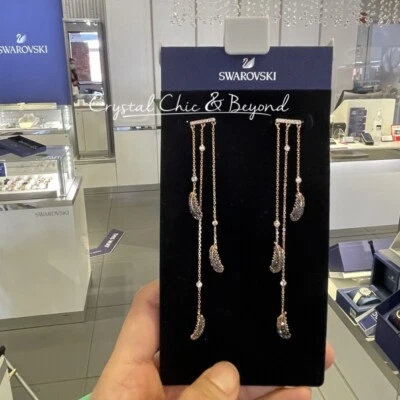 Brincos perfurados autênticos SWAROVSKI impertinente lustre pena novo na caixa 5497873 - Imagem 1 de 4