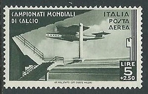 1934 REGNO POSTA AEREA MONDIALI DI CALCIO 5 LIRE MNH ** - Y073 - Picture 1 of 1