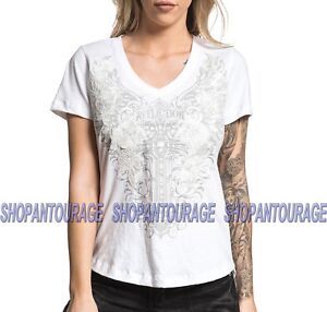 Affliction Lorelei AW19462 New Short Sleeve Fashion V-neck T-shirt Top for Women