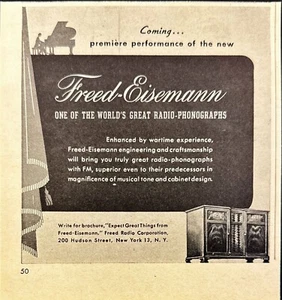 1946 Freed-Eisemann Radio-Phonographs Vintage Print Ad Freed Radio Corp - Bild 1 von 6