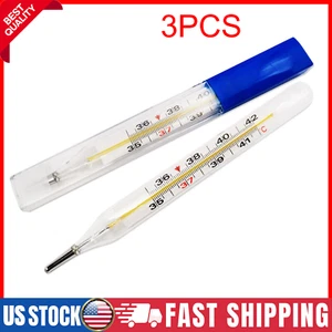 Mercury-Free Glass Accuracy Thermometer Dual Scale Classic Traditional 2ml 3PC - Picture 1 of 3
