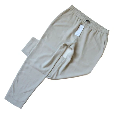 NWT Eileen Fisher Slouchy Ankle in Bone Silk Georgette Pull-on Crop Pants L - Image 1 of 4
