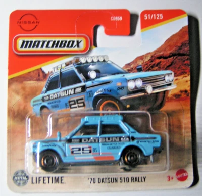 Matchbox - '70 Datsun 510 Rally - Blau - MBX Adventure 2025 - JBT02 - Bild 1 von 2
