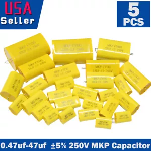5PCS MKP Capacitor 0.47-47uf ±5% 250V - Audio Grade - Speaker Crossover Film Cap - Picture 1 of 34