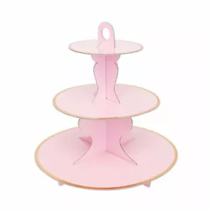 3 Tier Cupcake Stand Pink Cardboard Birthday Party Baby Shower Cake Dessert - Picture 1 of 3