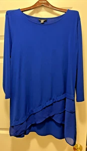Blusa Top ALFANI Talla Grande Azul Real Elástica Poliéster/Spande Dobladillo Cruzado - Imagen 1 de 5