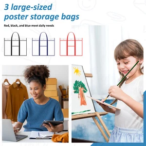 3 Pcs Large Poster Storage Bag Transparent PVC Bulletin Board Holder with teNaE - Picture 1 of 12
