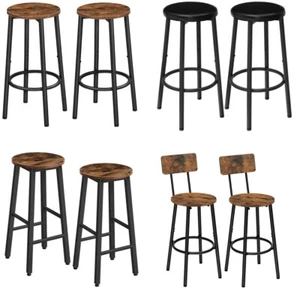 HOOBRO Bar Stools Set of 2 Breakfast Bar Chairs Kitchen Stools Pub Stools - Picture 1 of 63