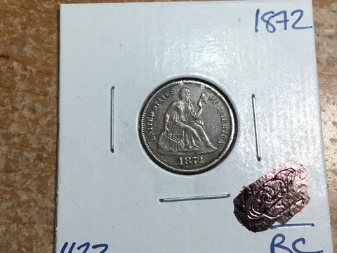 1872-Seated Liberty Dime-90% Silver-XF+. 050223-0050 Cover