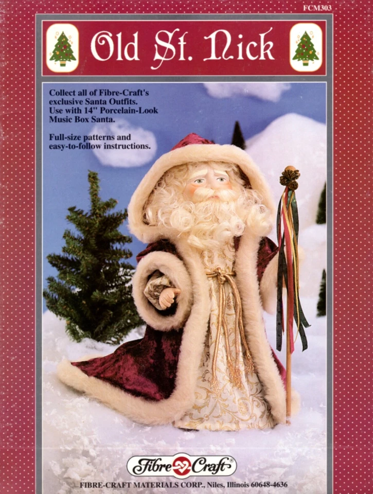 OLD ST. NICK Clothes Pattern Booklet for 14" Porcelain Look Doll, Fibre Craft - Image 1 of 1