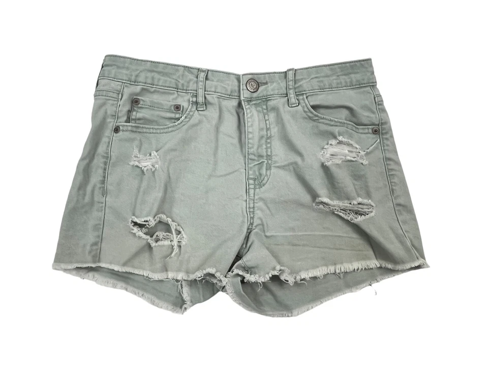 Pantalones Cortos Aeropostale Cintura Alta Mujer Verde Denim Envejecido 8 Foto 1 de 4