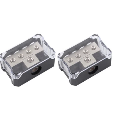 2 Pcs 4 Way Car Audio Power Distribution Block 1out 4 T-Type Splitter Box Hub - Image 1 of 4