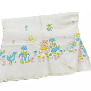 Coperta vintage per accoglienza bambino cotone ragazzo e ragazza olandese con mulino a vento 28 x 34 - Foto 1 di 7