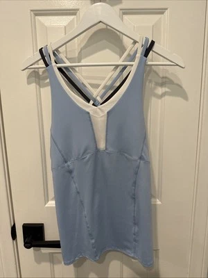 NWT Lucky In Love Double Cross Tank Tennis Pickleball, Size L, Blue Foto 1 de 2