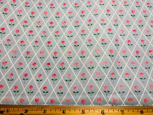 Antique Vintage Cotton Fabric 1950s PRETTY Pink Roses 36w 1/2yd - Picture 1 of 1