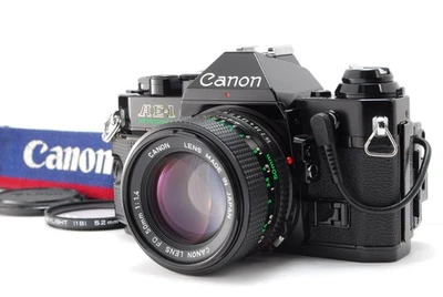 [N. MINT] Canon AE-1 Program Black Camera NFD New FD 50mm f/1.4 Lens From JAPAN - Image 1 of 4