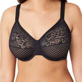 Wacoal Visual Effects Minimizer Underwire Bra 857210  Size 38D  Black Lace