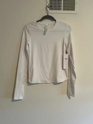 NUEVO CON ETIQUETAS ALO Alosoft Finesse Manga Larga en Blanco Talla XS Yoga Entrenamiento Rendimiento Foto 1 de 4