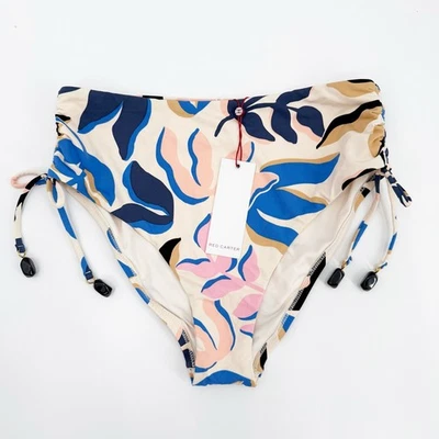 Parte inferior de bikini Carter roja talla mediana estampado de hojas tropicales tiro alto piedra lunar nueva con etiquetas Foto 1 de 4