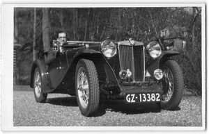 RPPC Antikwagen MG Oldtimer Sportwagen Echtfoto 1938 Oldtimer Postkarte - Bild 1 von 2