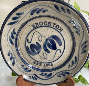 Decorative Salt-Glazed Stoneware Pottery Plate BROCKTON Est. 1881 Signed SALE!! - Picture 1 of 5