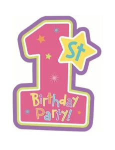 One-derful Girl Bright Stars Kids 1st Birthday Party Invitations w/Envelopes - Picture 1 of 4
