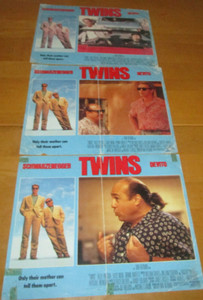 ARNOLD SCHWARZENEGGER & DANNY DeVITO in "TWINS" 3 ORIGINAL LOBBY CARDS 1988