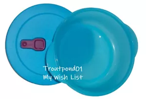 Tupperware Crystalwave 4 1/4 c Microwave Bowl Aqua Blue Purple Vent Seal New - Picture 1 of 3