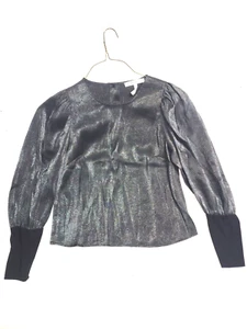 BCBG Generation Top Donna XS Blusa Grigio Girocollo Manica Lunga Schiena Bottoni - Foto 1 di 13