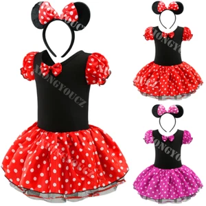 Baby Girls Kids Minnie Mouse Party Dance Princess Tutu Dress Headband Outfits UK - Picture 1 of 26