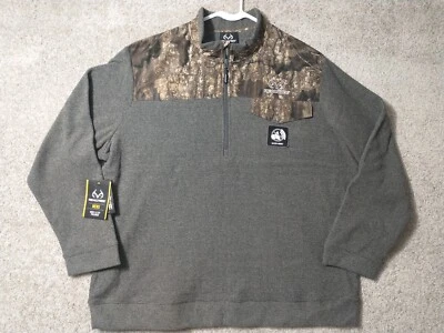 Realtree Sweater Adult 2XL Gray Ultra Quiet 1/3 Zip Poly Hunting Pullover Men's  - Image 1 of 4
