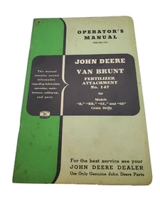 Original John Deere Manual Van Brunt Fertilizer Attachment No.147 OM-M3-751 - Picture 1 of 3