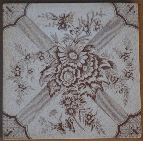 ANTIQUE ENGLAND - TRANSFER VICTORIAN MAJOLICA TILE C1900 Cover