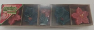 VTG XMAS Miniature Holly Poinsetta Floating Wax Candles 4 Set New in Box 2003 - Picture 1 of 9