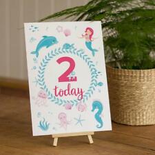 Mermaid 2nd Birthday Table Sign & Easel | Girls Under The Sea Party Decoration