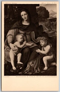 Vtg Art Madonna & Child Saint John Italian Painter Bernardino Luini Postcard - Picture 1 of 2