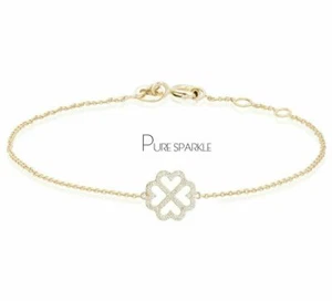 Oro 14K 0,35 quilates Brazalete con dije floral único de diamantes creado en laboratorio Pave - Imagen 1 de 1