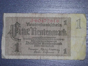 Geldschein: Rentenbankschein Eine/1 Rentenmark 1937 - Bild 1 von 2