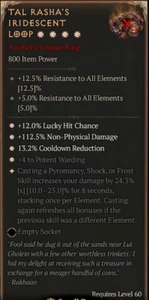 💥DIABLO 4💥SEASON 9💥Sorcerer💥Tal Rasha's Iridescent Loop 4 GA 24.3% Aspect - Picture 1 of 1