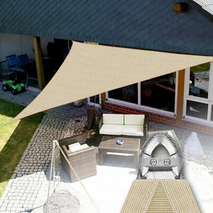20-29ft Sand Steel Wire Sun Shade Sail Canopy Triangle Shelter Cover Outdoor - Picture 1 of 7