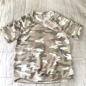 Philosophy Women's Camo Short Sleeve Sweatshirt XS NWT Neutral Tones - Picture 1 of 9