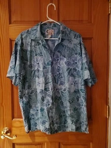 Bluewater Wear Shirt Mens Sz M Blue Hawaiian Button Up Short Sleeve Tropical - Picture 1 of 4