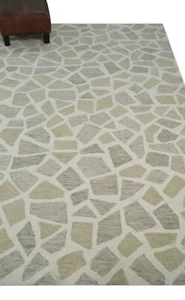 Handgetufteter 5x8 Elfenbein, Beige und Braun Mosaik Design Wolle Vorleger-DD/MA246 - Bild 1 von 11