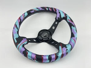 330mm Steering Wheel Tomu HKS Inspired Leather - Picture 1 of 7
