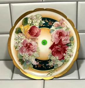 Limoges Coronet France 6" Plate • Handpainted Roses Floral Gold Trim ( Plate 5 ) - Picture 1 of 4