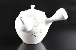 U1367: TETERA japonesa Banko-ware esmalte blanco flor mufla pintura, automática - Imagen 1 de 9