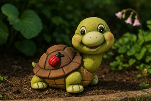 Schildkröte Tinchen Keramik Gartenzwerg Deko Figur für Garten und Balkon - Picture 1 of 5