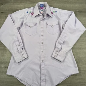 Camisa Rockmount Ranch Wear vintage para mujer mediana bordada occidental años 70 EE. UU. - Imagen 1 de 10